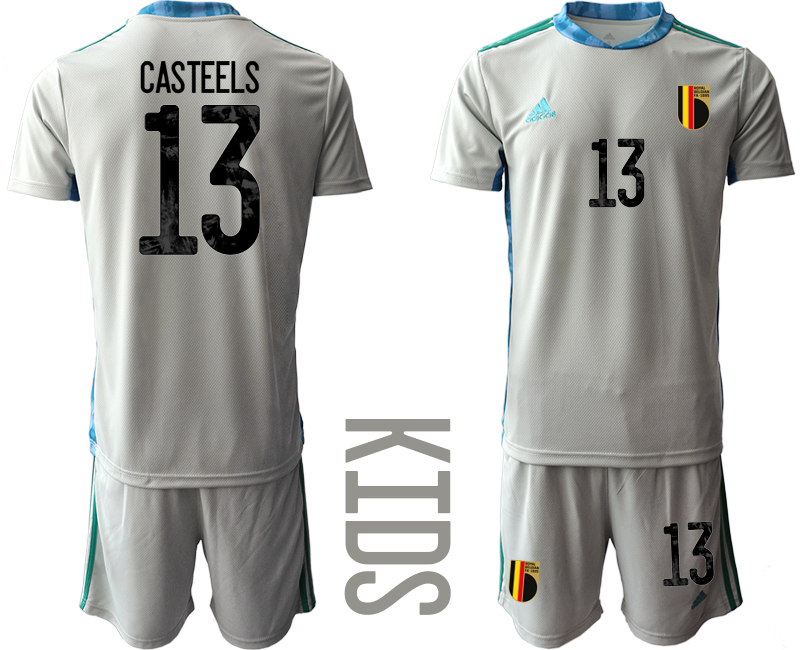 Youth 2021 European Cup Belgium grey goalkeeper #13 Soccer Jersey